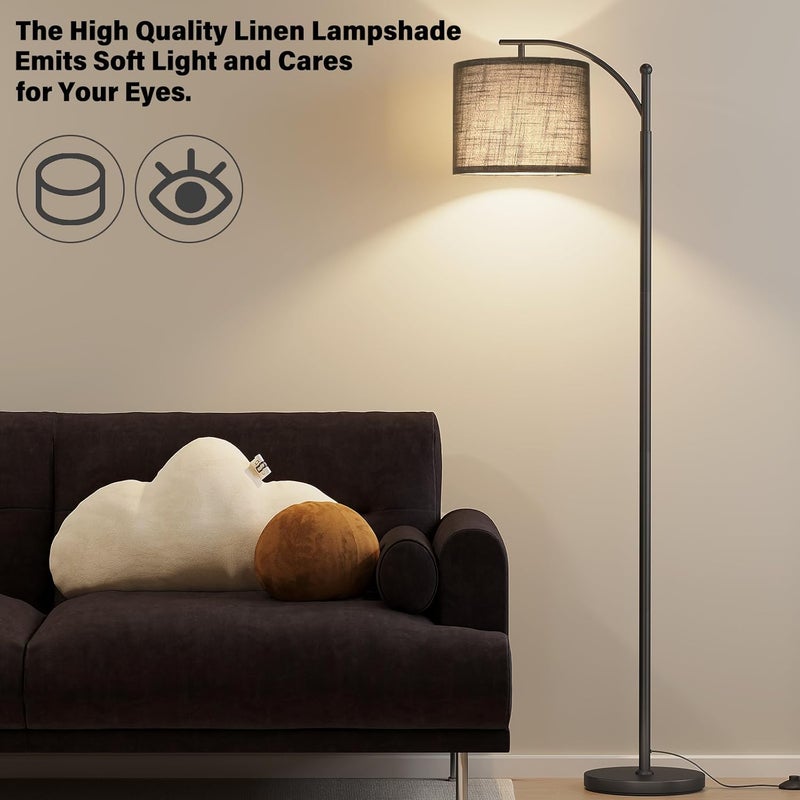 SUNMORY Arc Floor Lamp, Modern Floor Lamp with 12W 3 Color Temperatures Bulb, Metal Standing Lamps with Black Adjustable Hanging Lampshade, Tall Floor Lamps for Living Room, Bedroom, Office - Image 5